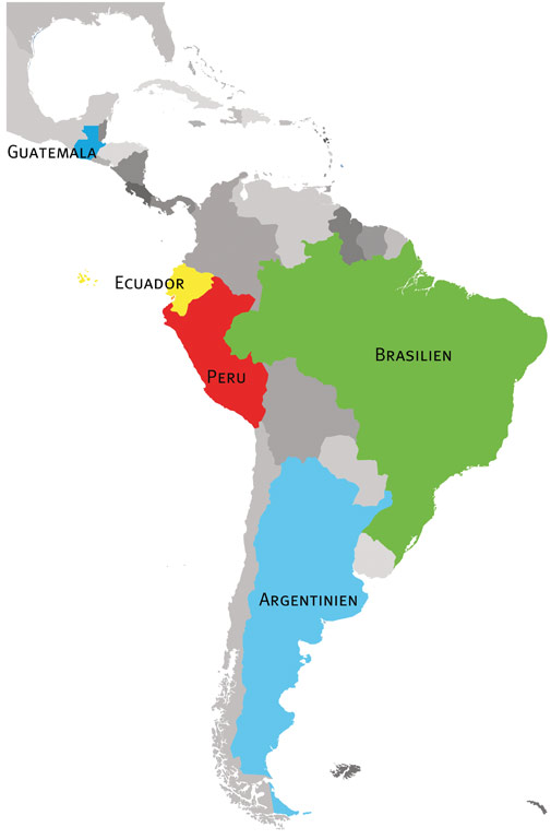 Karte von Mittel - und Südamerika